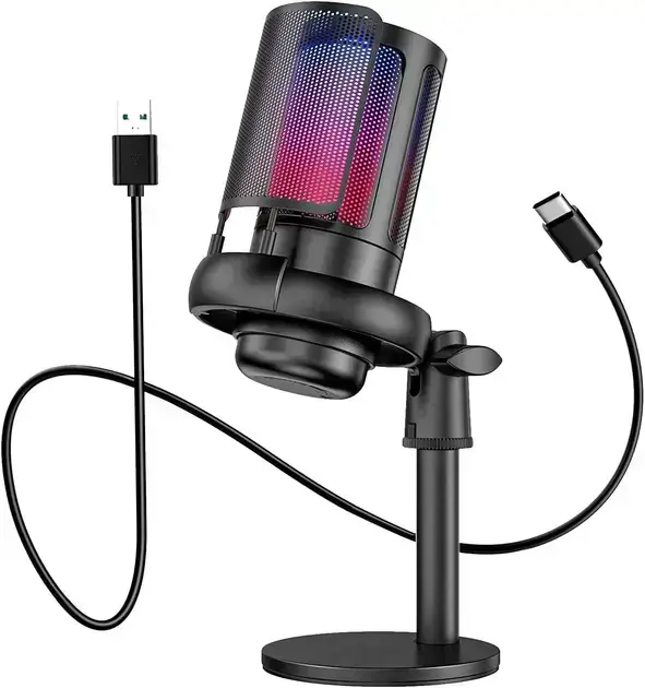 Melhor Microfne Condensador: os 7 melhores em 2026 5. Microfone RGB Condensador USB - TOMATE