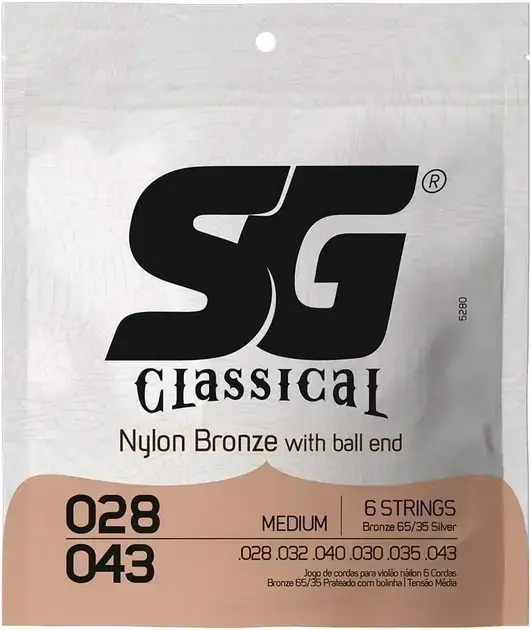 Melhor Encordoamento Para Violão: os 9 melhores em 2026 5. Encordoamento SG Nylon Bronze 65 35/Prata - SG