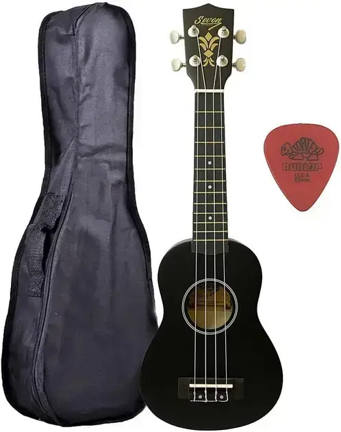 Melhor Ukulele Bom e Barato: os 9 melhores em 2026 7. Ukulele Preto Seven Soprano Suk-07 - Seven Guitars
